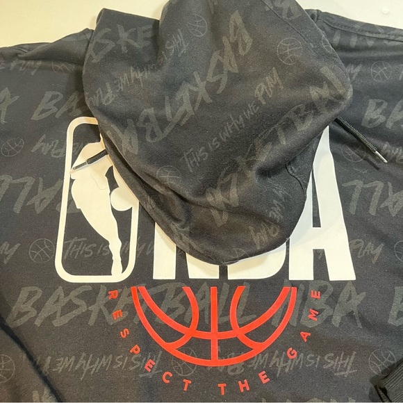 Vtg NBA Black Men’s Hoodie “Respect The Game” Pullover Basketball Sz Large - Picture 7 of 10